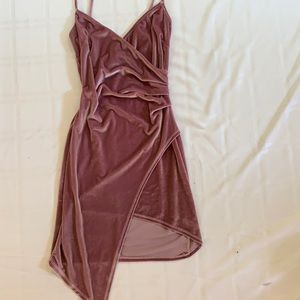 blush pink velvet bodycon dress